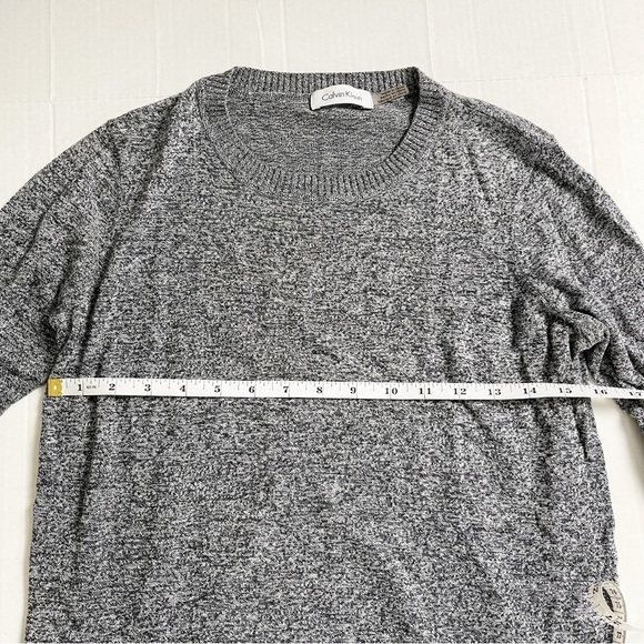 CALVIN KLEIN Heather Gray Tunic Sweater Top with Faux Blouse 3/4 Sleeve - Picture 7 of 10